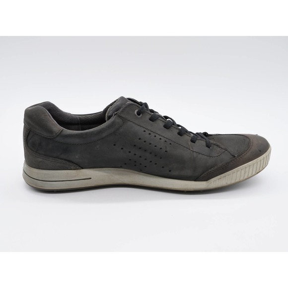 Ecco Golf Shoes Mens 12 Gray Leather Perforated Spikeless Lace Up Low Top - Picture 3 of 12